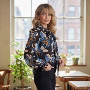 NWT - Elegant Silk Floral Blouse